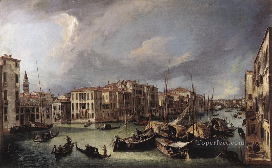 リアルト橋を背景にした大運河 カナレット ヴェネツィア油絵
